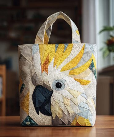 Yellow Crested Cockatoo Quilted Tote Bag