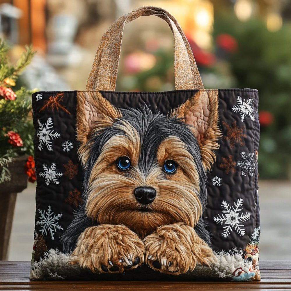 Yorkie Bliss Quilted Tote Bag
