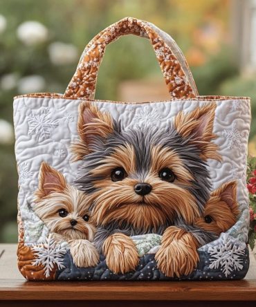Yorkie Dream Quilted Tote Bag
