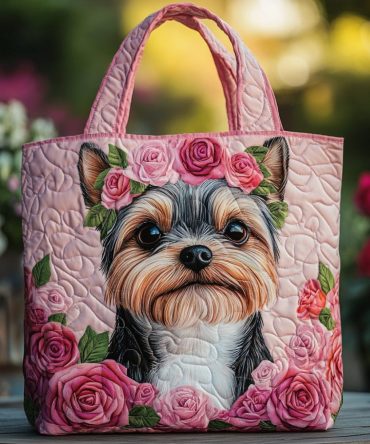 Yorkie Glow Quilted Tote Bag
