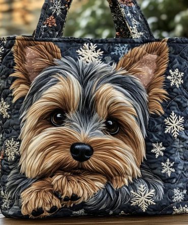 Yorkie Joy Quilted Tote Bag