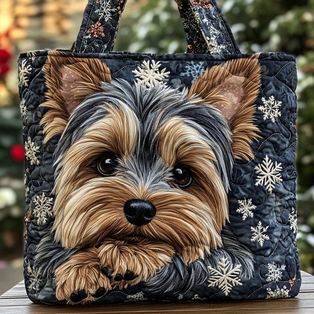 Yorkie Joy Quilted Tote Bag