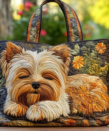 Yorkie Spirit Quilted Tote Bag