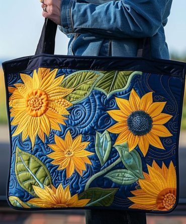 Artistic Sunflowers Quilted Tote Bag
