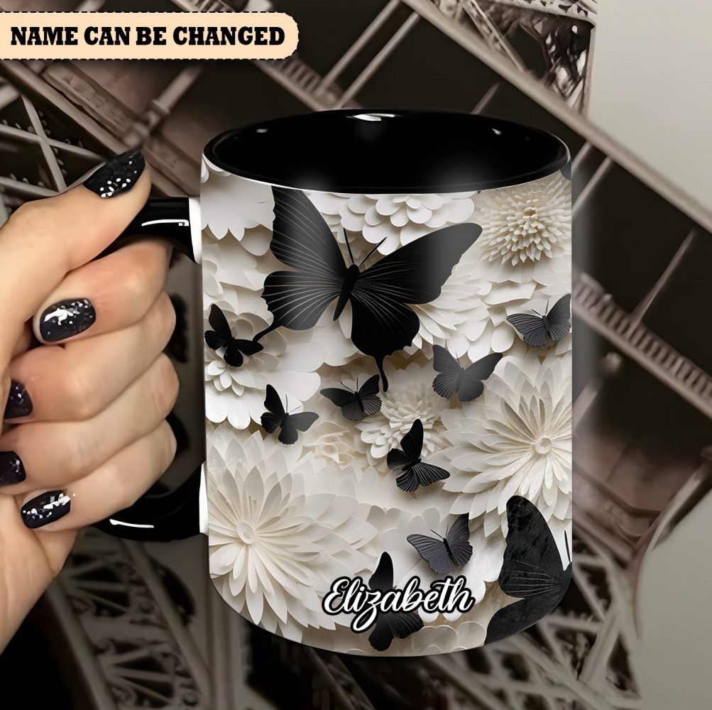 Butterfly Accent Mug - Personalized Accent Mug