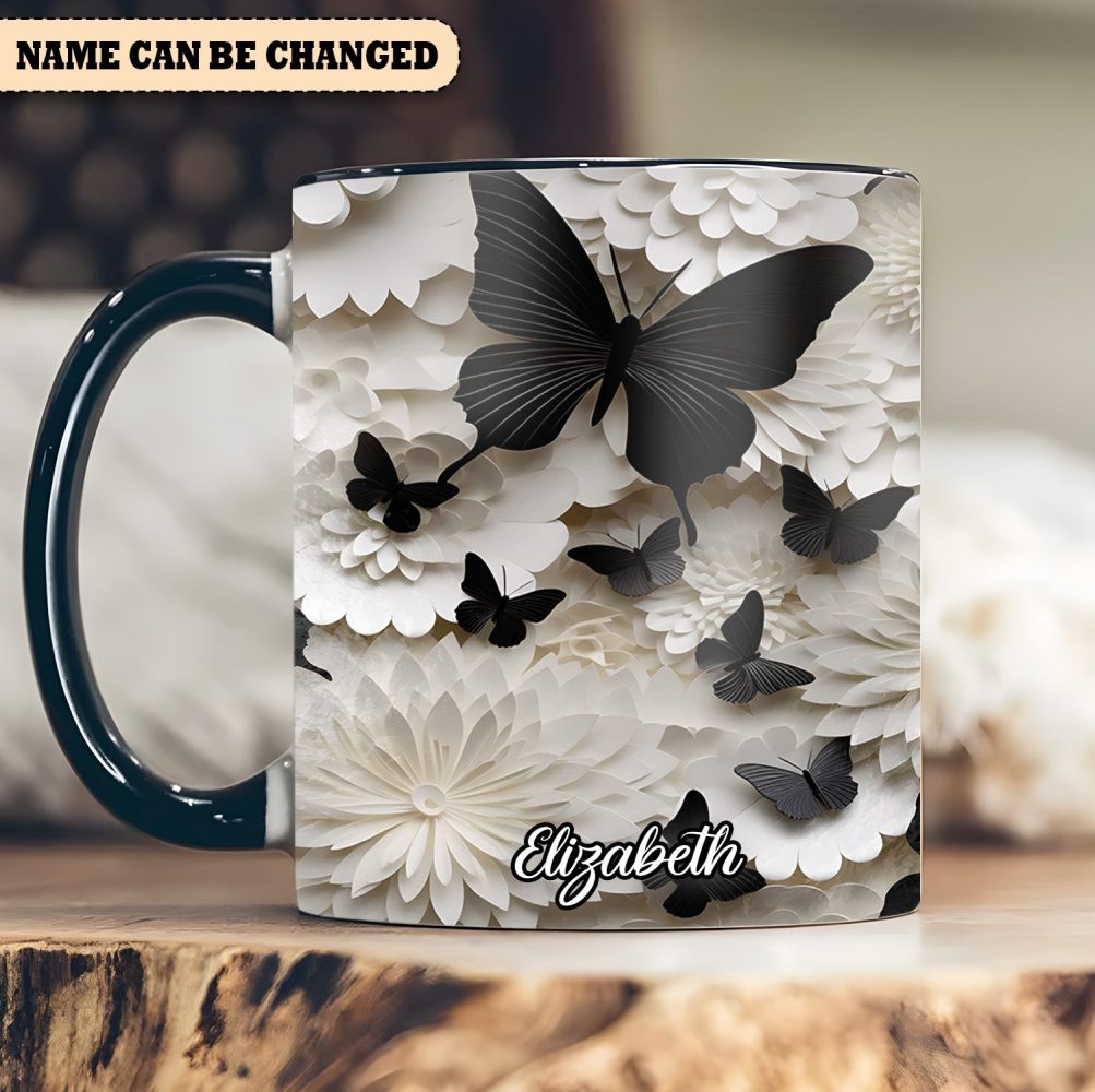 Butterfly Accent Mug - Personalized Accent Mug - Image 3