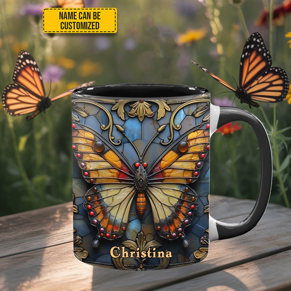 Butterfly Accent Mug - Personalized Accent Mug - Image 3