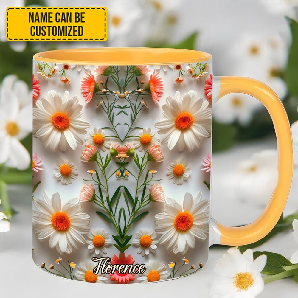 Daisy Flower Accent Mug - Personalized Accent Mug - Image 3