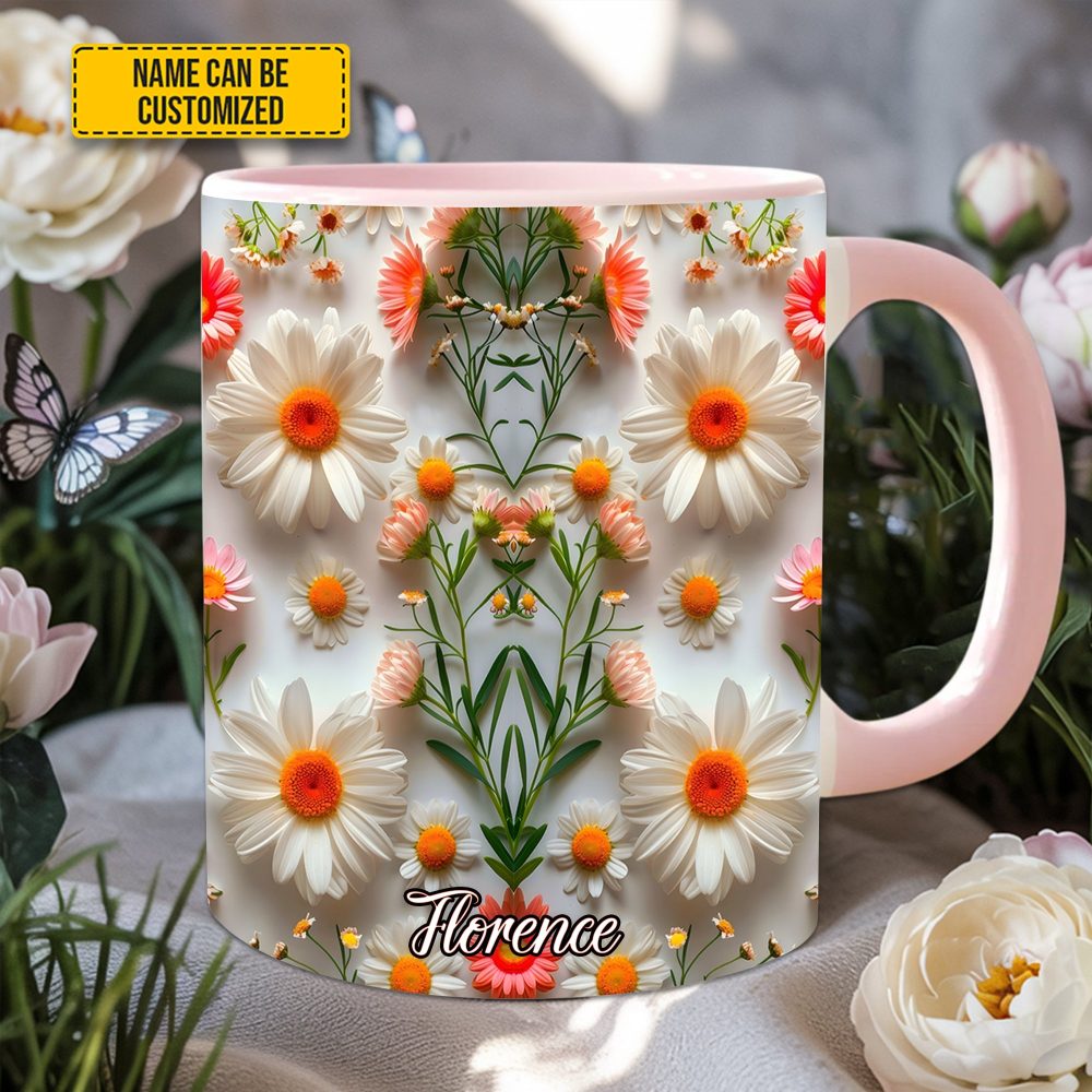 Daisy Flower Accent Mug - Personalized Accent Mug - Image 4