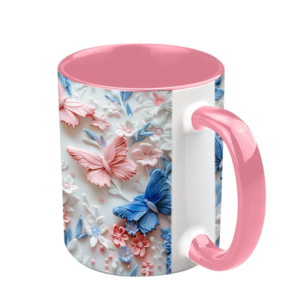 Personalize Blue & Pink Butterflies Accent Mug - Image 12