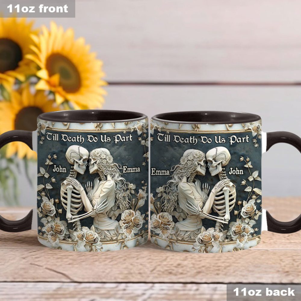 Till Death Do Us Part - Personalized Skull Accent Mug - Image 4