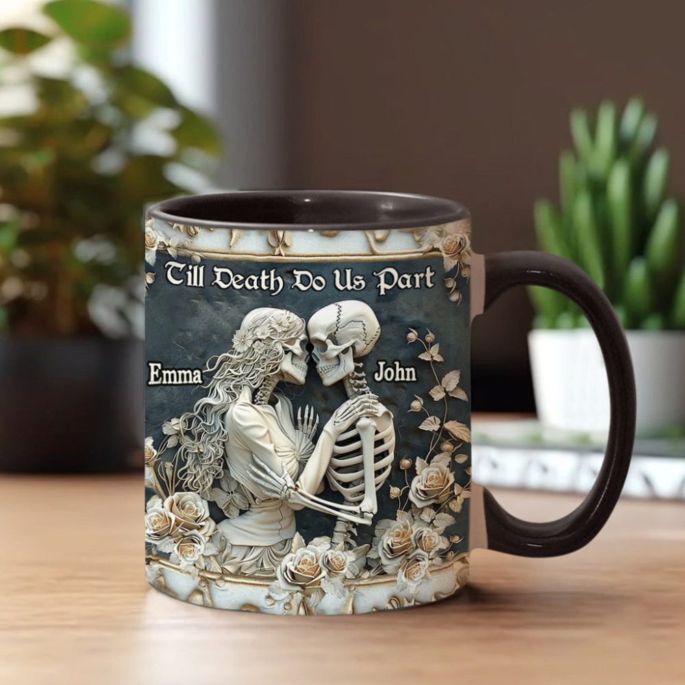 Till Death Do Us Part - Personalized Skull Accent Mug - Image 2