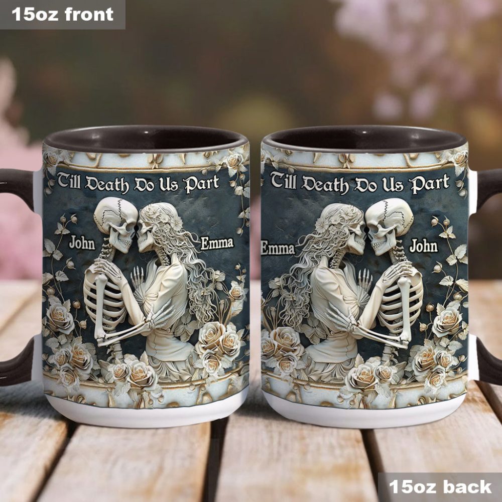 Till Death Do Us Part - Personalized Skull Accent Mug - Image 5