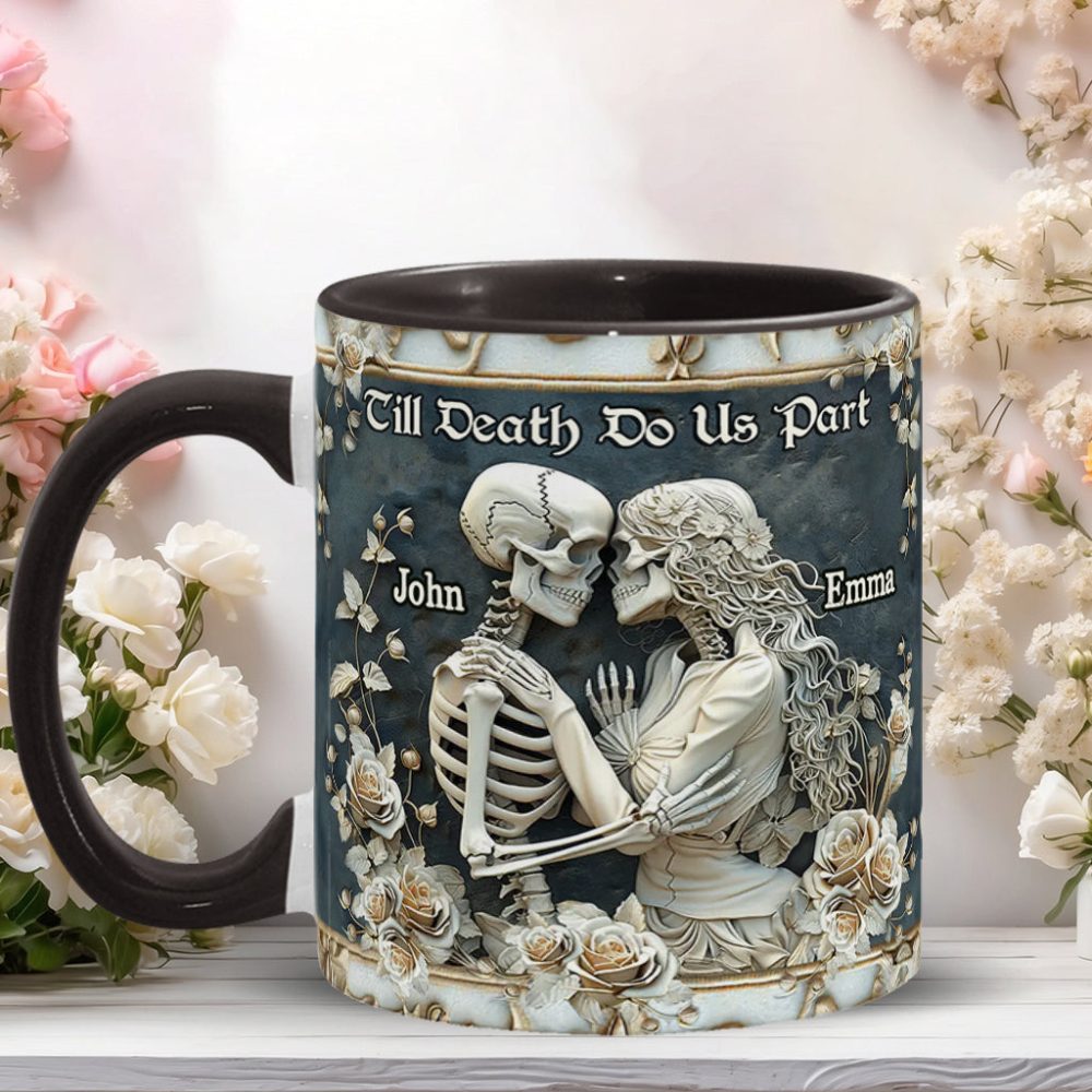 Till Death Do Us Part - Personalized Skull Accent Mug