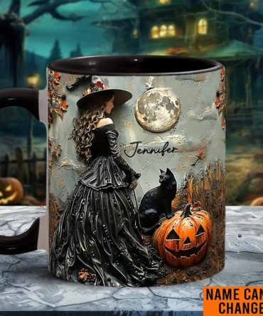 Beautiful Witch Halloween Accent Mug, Personalized Accent Mug