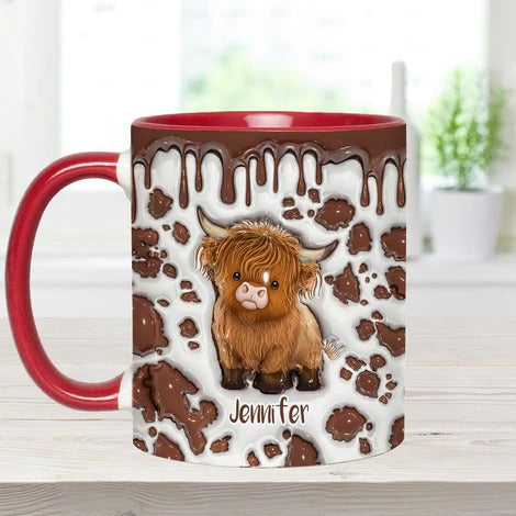 Just A Girl Who Loves Highland Cow - Personalized Cow Accent Mug - Image 2