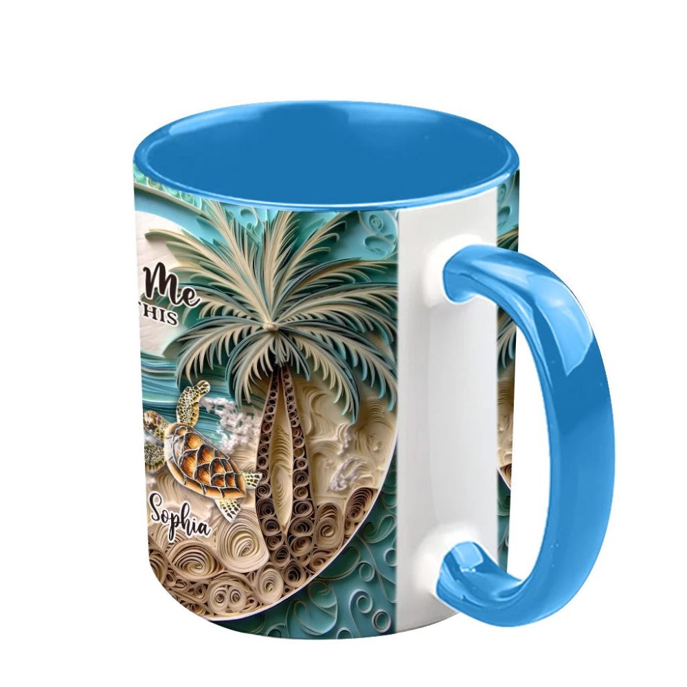 Beach Scene Turle Couple, Personalized Accent Mug - Image 5