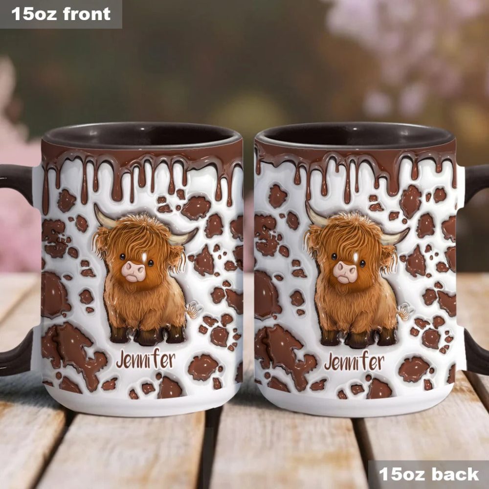 Just A Girl Who Loves Highland Cow - Personalized Cow Accent Mug - Image 4