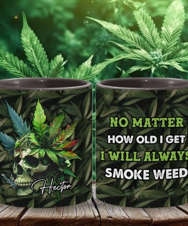 Skull Green Leaf - Personalized Weed Accent Mug
