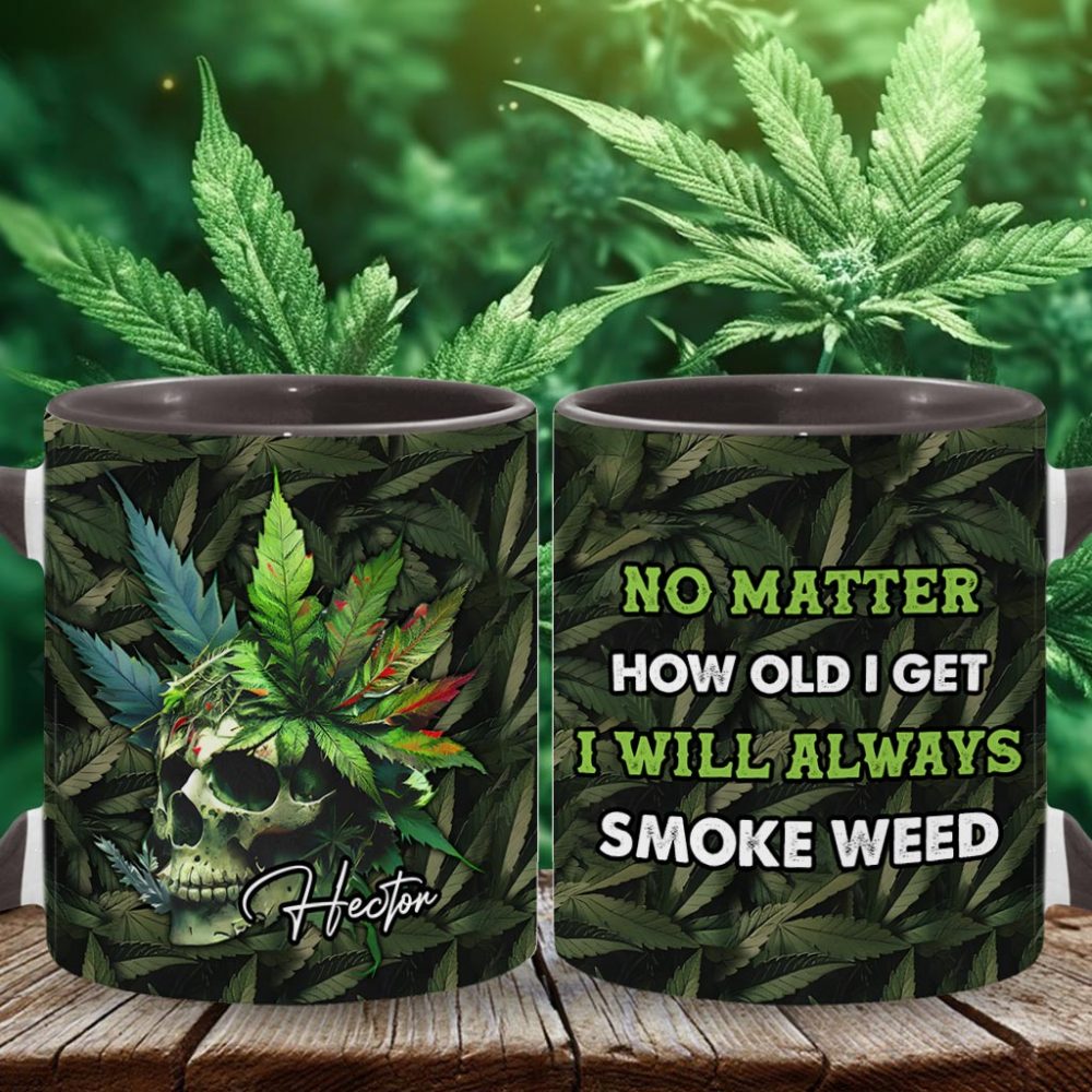 Skull Green Leaf - Personalized Weed Accent Mug