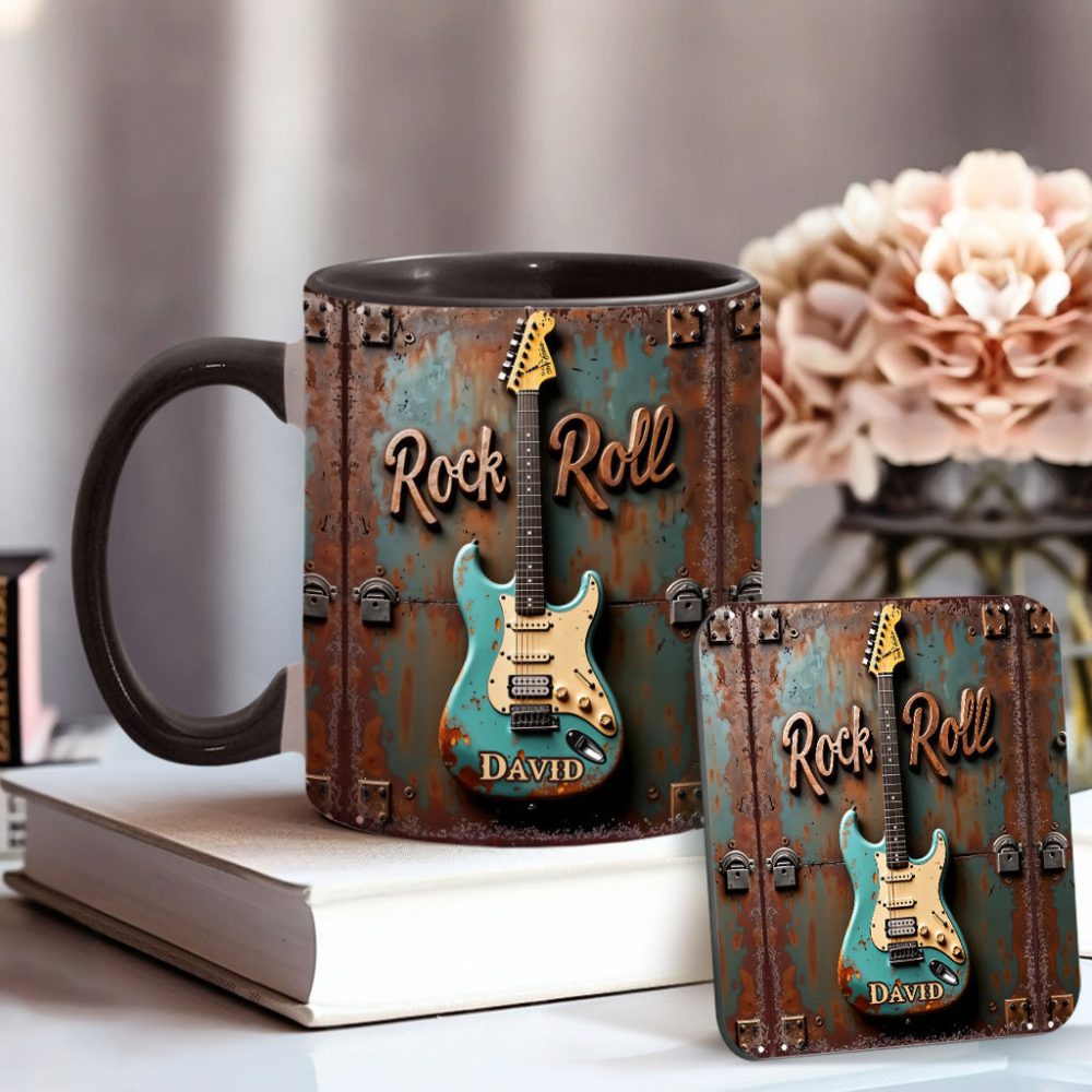 Rock & Roll - Personalized Guitar Accent Mug