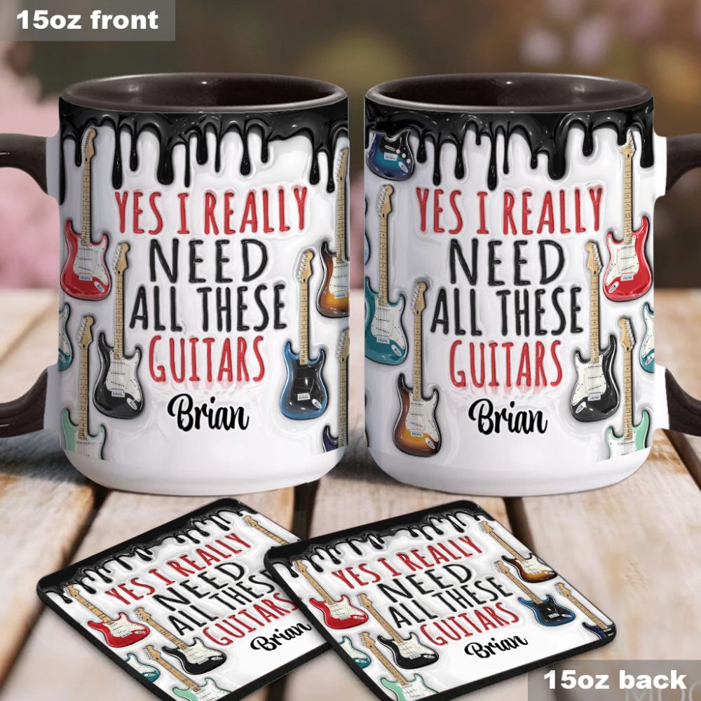 Yes I Really Do Need All These Guitars - Personalized Guitar Accent Mug - Image 2