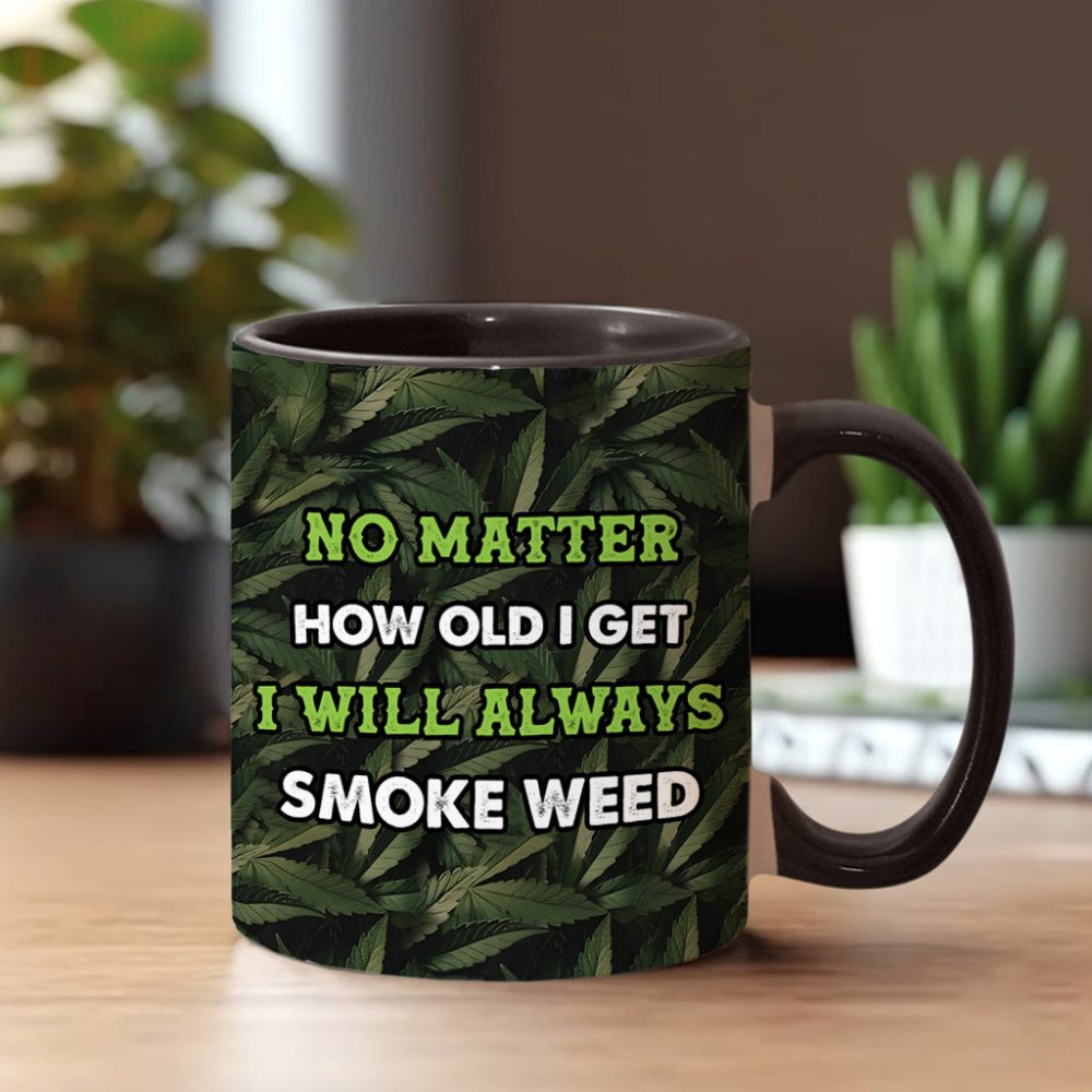 Skull Green Leaf - Personalized Weed Accent Mug - Image 2