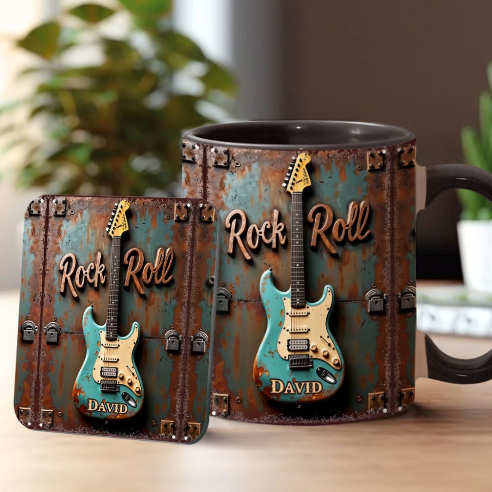 Rock & Roll - Personalized Guitar Accent Mug - Image 2