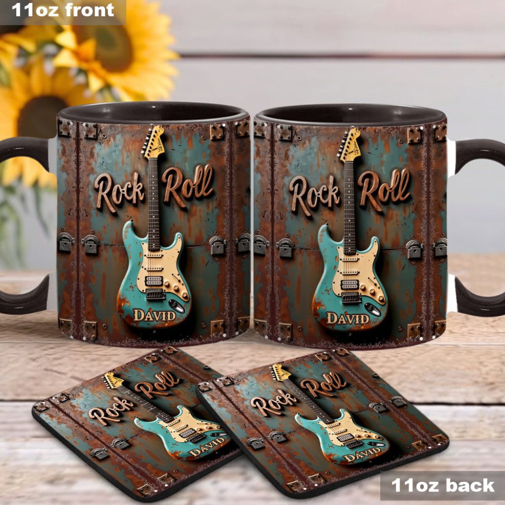 Rock & Roll - Personalized Guitar Accent Mug - Image 3