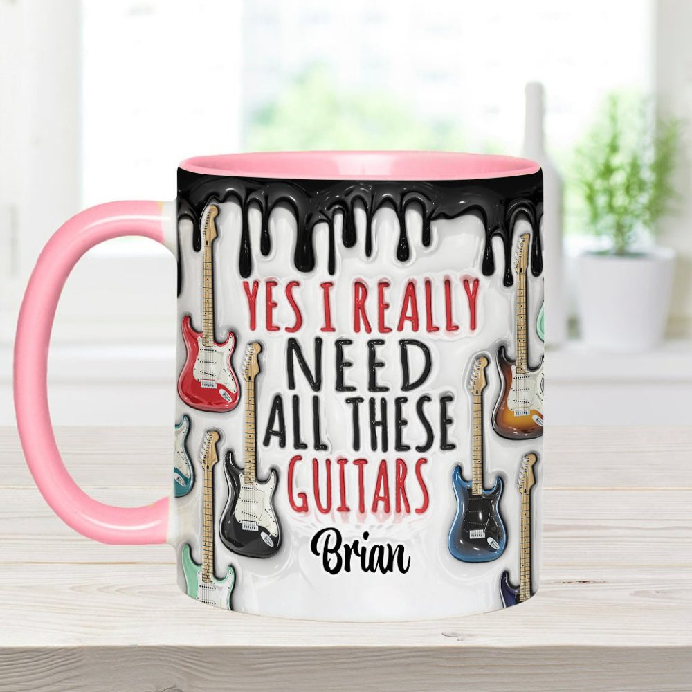 Yes I Really Do Need All These Guitars - Personalized Guitar Accent Mug - Image 4