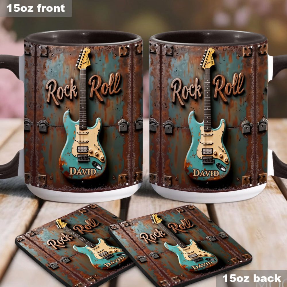 Rock & Roll - Personalized Guitar Accent Mug - Image 4