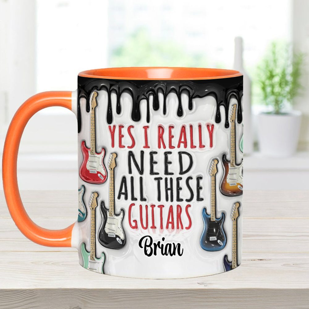 Yes I Really Do Need All These Guitars - Personalized Guitar Accent Mug - Image 5