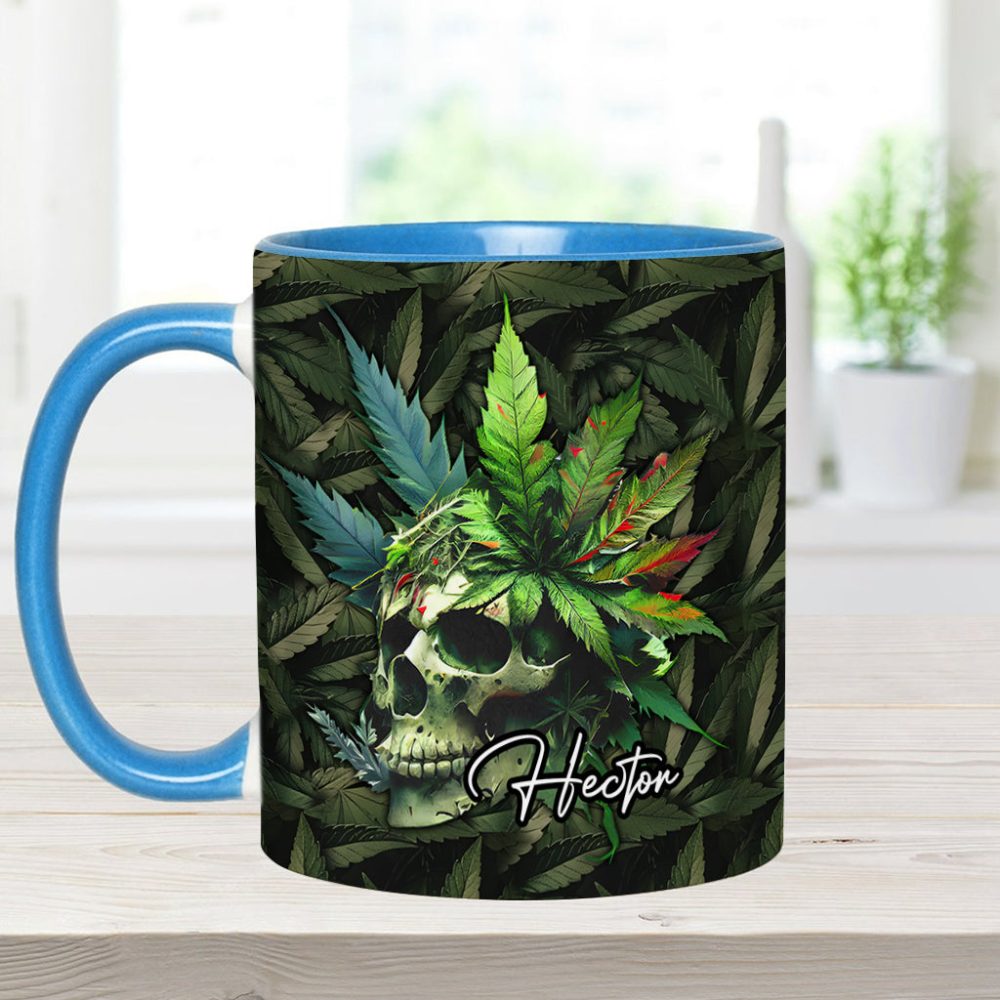 Skull Green Leaf - Personalized Weed Accent Mug - Image 9