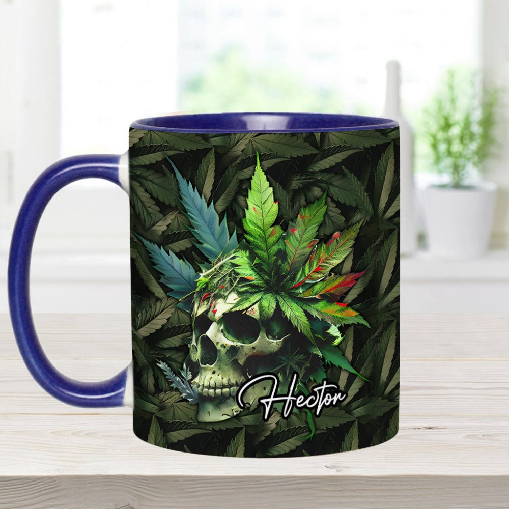 Skull Green Leaf - Personalized Weed Accent Mug - Image 10