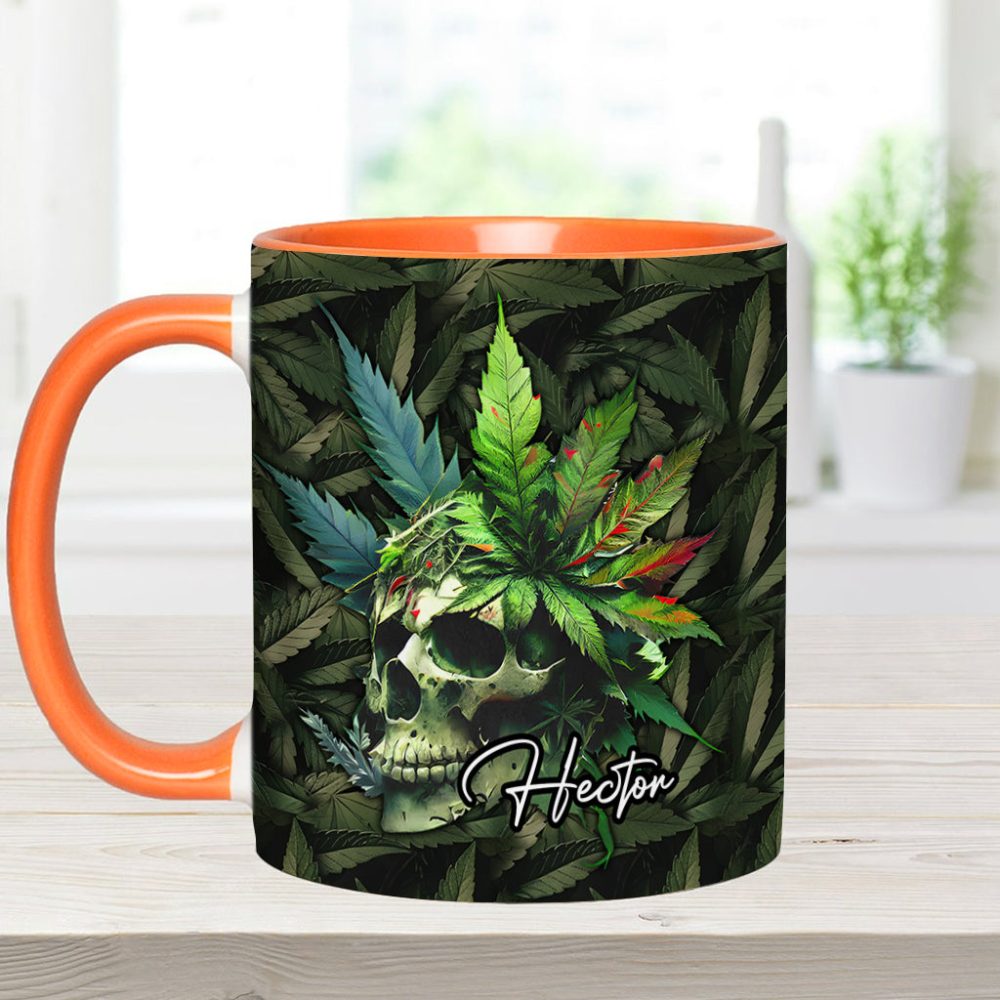 Skull Green Leaf - Personalized Weed Accent Mug - Image 11