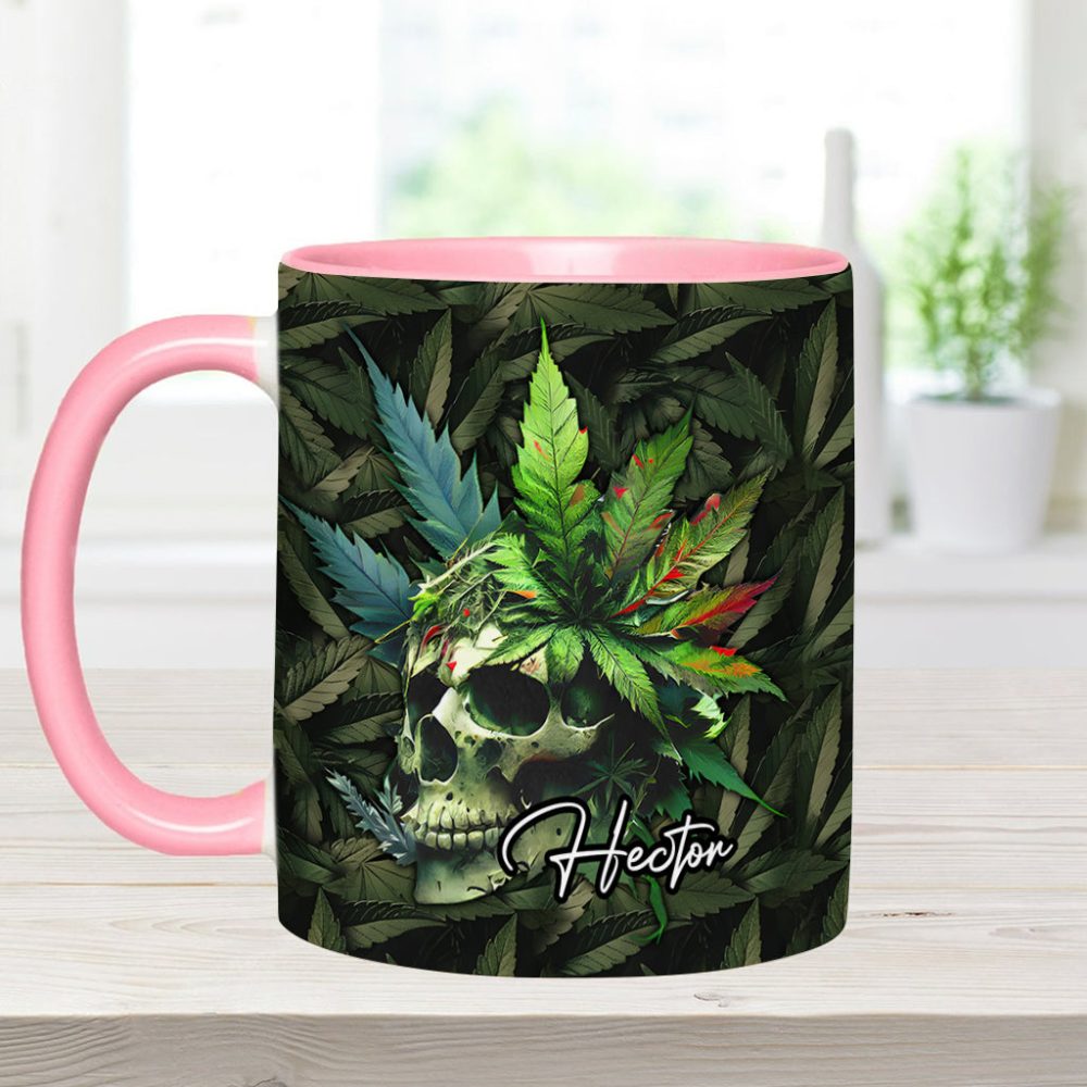 Skull Green Leaf - Personalized Weed Accent Mug - Image 12