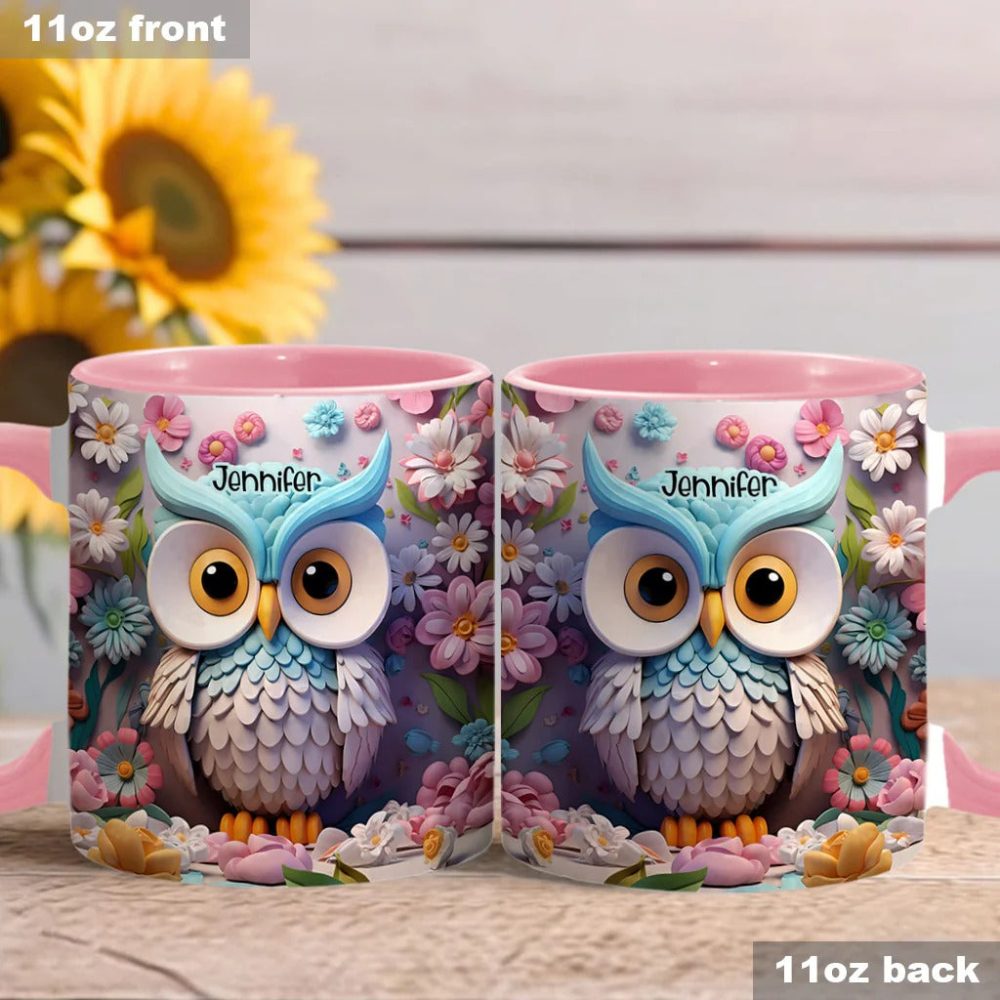 Cool Owl - Personalized Owl Accent Mug - Image 3