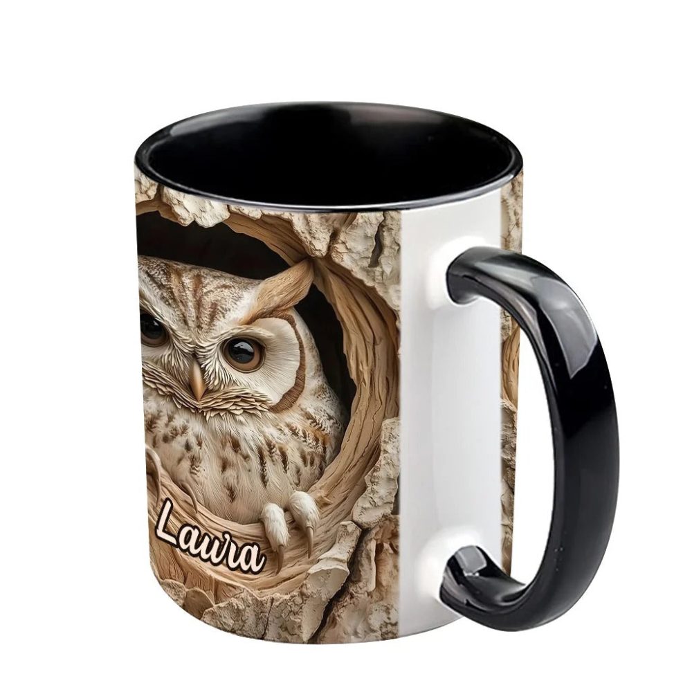 Hollow Watcher - Personalized Owl Accent Mug - Image 6