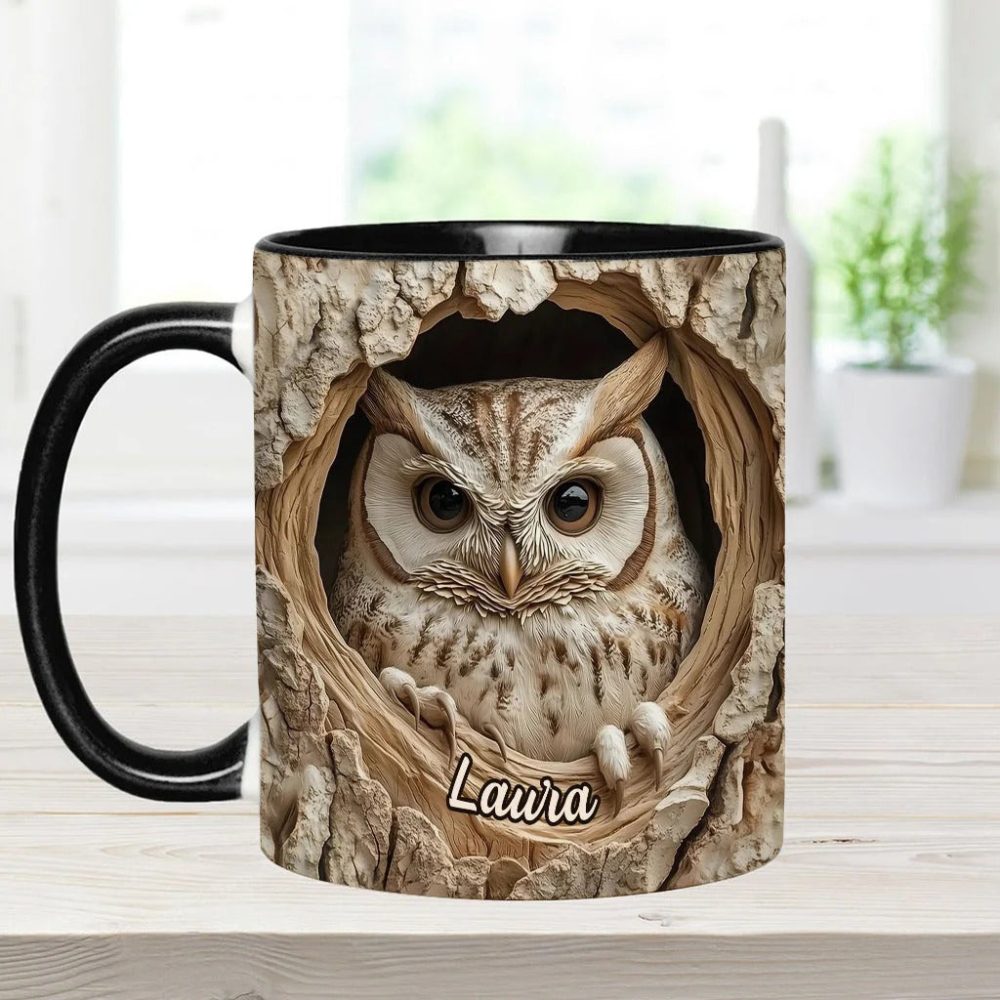Hollow Watcher - Personalized Owl Accent Mug - Image 5