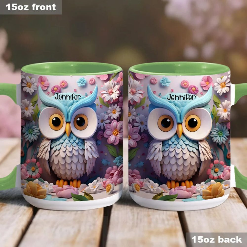 Cool Owl - Personalized Owl Accent Mug - Image 4