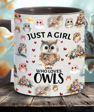 Just A Girl Who Loves Owls - Personalized Owl Accent Mug