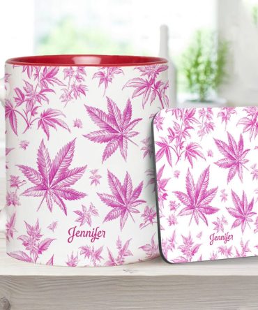 Pink Toil Marijuana Pattern - Personalized Weed Accent Mug