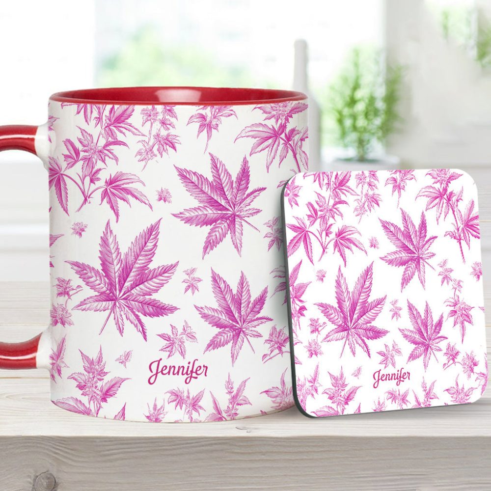 Pink Toil Marijuana Pattern - Personalized Weed Accent Mug