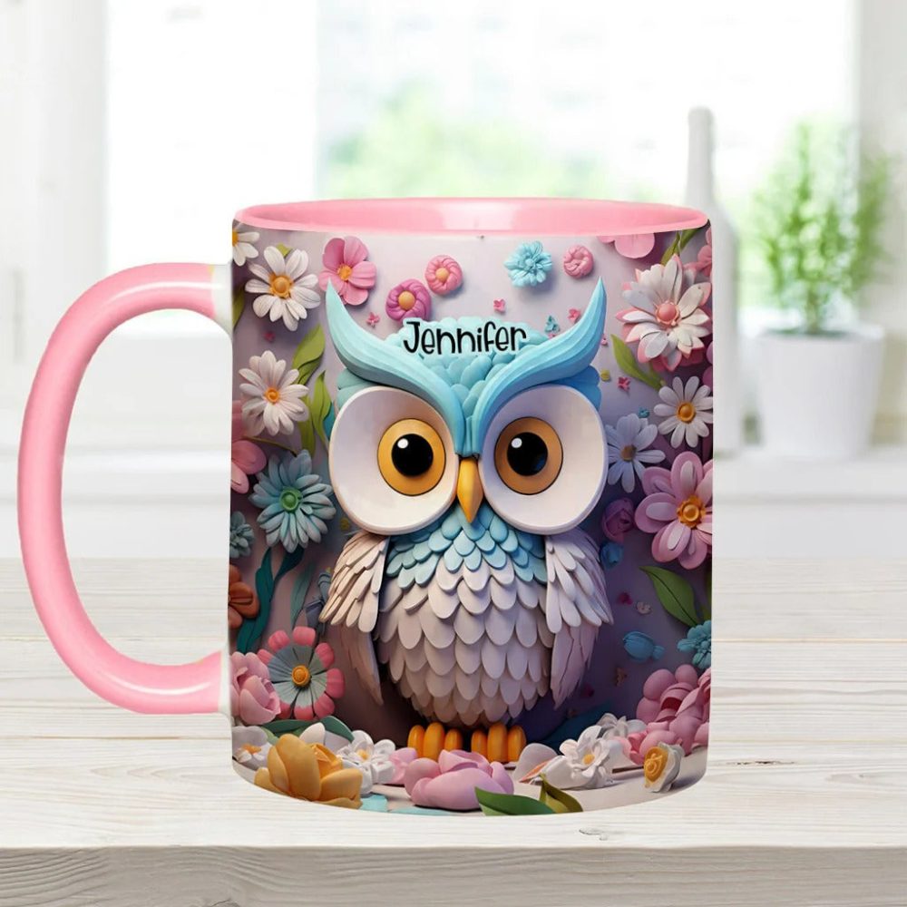 Cool Owl - Personalized Owl Accent Mug - Image 2
