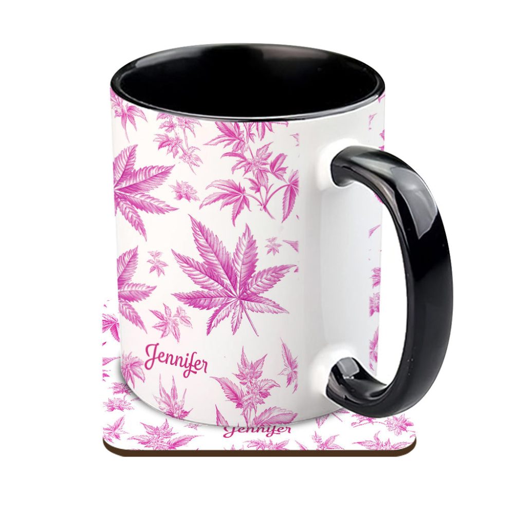 Pink Toil Marijuana Pattern - Personalized Weed Accent Mug - Image 5