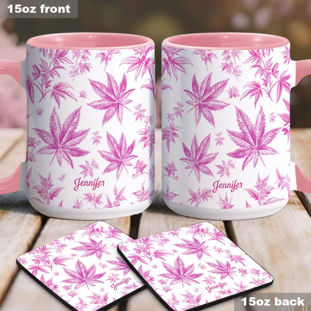 Pink Toil Marijuana Pattern - Personalized Weed Accent Mug - Image 4